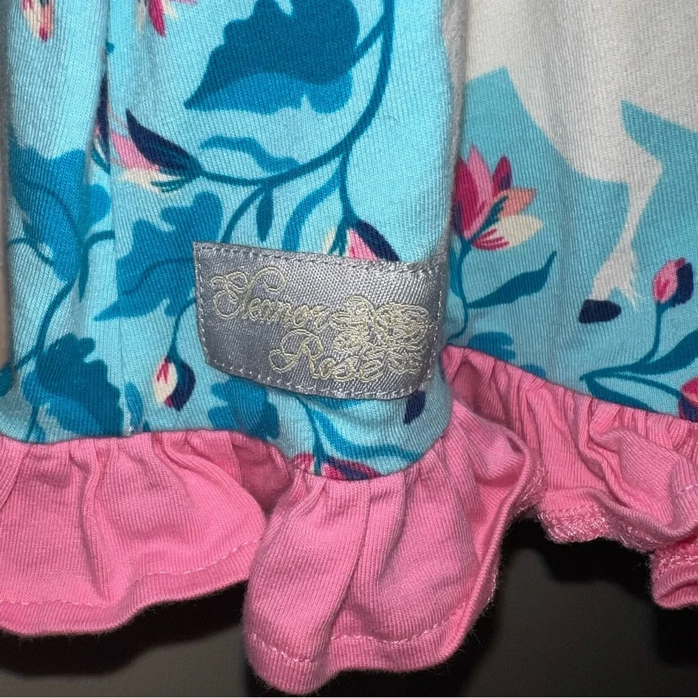 Eleanor Rose Blue Unicorn Dress with Pink Ruffle Trim